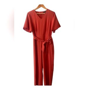 Chic Coral Jumpsuit with Belt